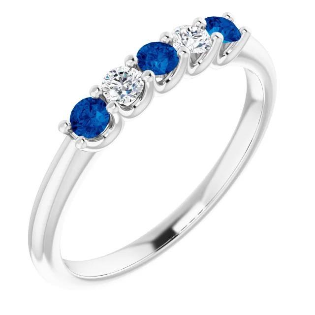 Round Diamond Blue Sapphire Stone Ring 2 Carats White Gold 14K - Gemstone Ring-harrychadent.ca