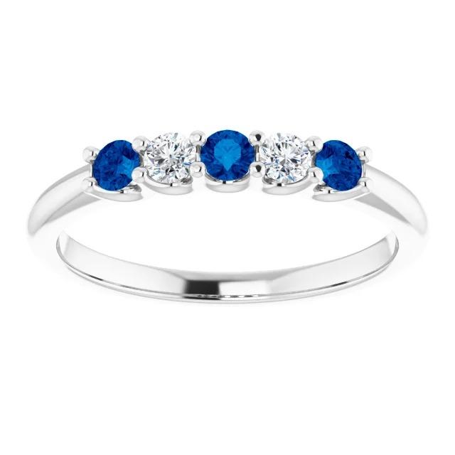 Round Diamond Blue Sapphire Stone Ring 2 Carats White Gold 14K - Gemstone Ring-harrychadent.ca