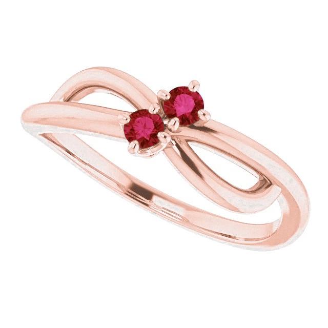 Ruby Ring Rose Gold 0.20 Carats Infinity Twist Style U Prong Setting - Gemstone Ring-harrychadent.ca