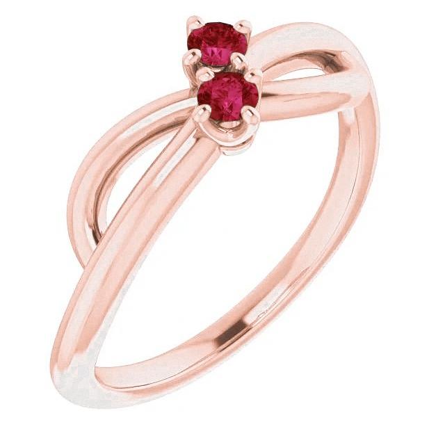 Ruby Ring Rose Gold 0.20 Carats Infinity Twist Style U Prong Setting - Gemstone Ring-harrychadent.ca