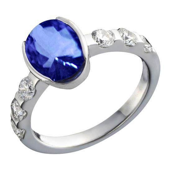 Sapphire Oval Diamond Wedding Ring White Gold 14K 4.51 Carats - Gemstone Ring-harrychadent.ca