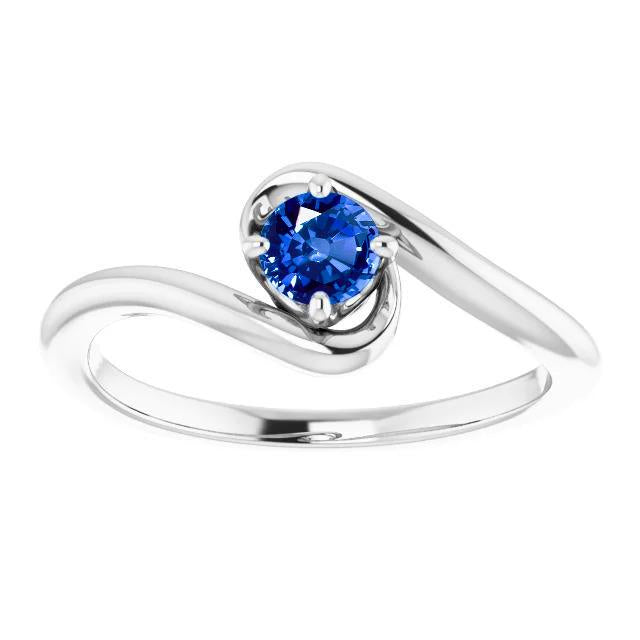 Sapphire Stone Ring Freeform Shank 1 Carat White Gold 14K - Gemstone Ring-harrychadent.ca