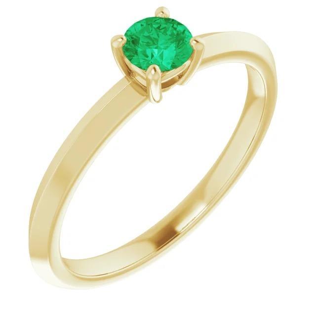Solitaire Engagement Ring 1.25 Carats Green Emerald Yellow Gold 14K - Gemstone Ring-harrychadent.ca