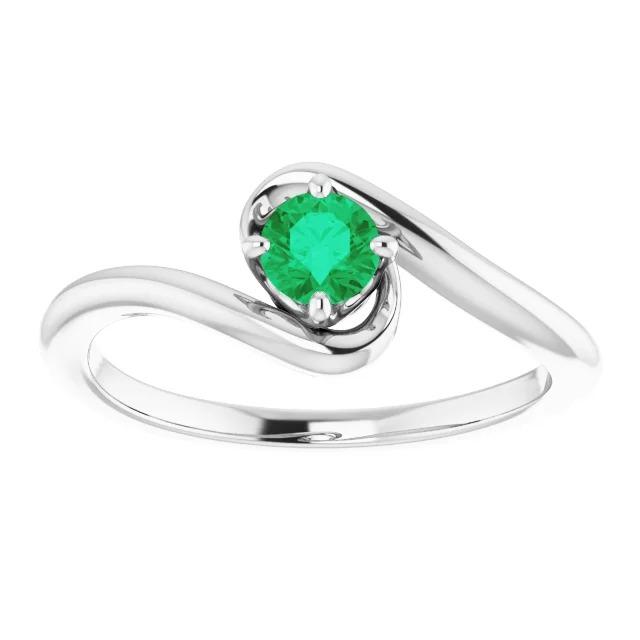 Solitaire Ring 1.50 Carats Columbian Green Emerald Twisted Style - Gemstone Ring-harrychadent.ca