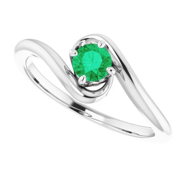 Solitaire Ring 1.50 Carats Columbian Green Emerald Twisted Style - Gemstone Ring-harrychadent.ca