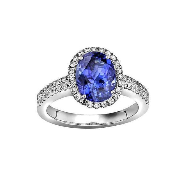 Tanzanite Oval And Round Diamonds 5.25 Carat Ring Pave Diamonds New - Gemstone Ring-harrychadent.ca