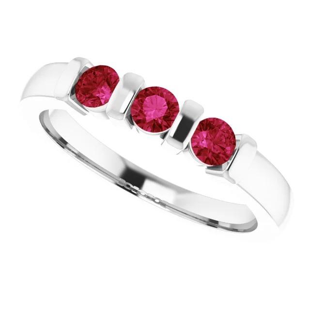Three Stone Burma Ruby Ring 0.90 Carats Bar Setting Jewelry New - Gemstone Ring-harrychadent.ca