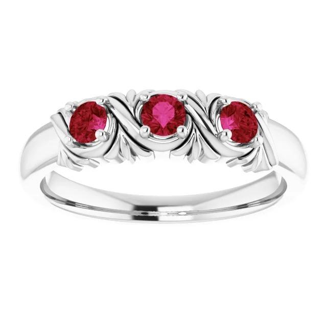 Three-Stone Ring 0.60 Carats Antique Style Ruby Women Jewelry - Gemstone Ring-harrychadent.ca