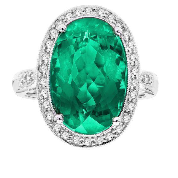 Tourmaline And Diamonds 22 Carats Wedding Ring Gold White 14K - Gemstone Ring-harrychadent.ca