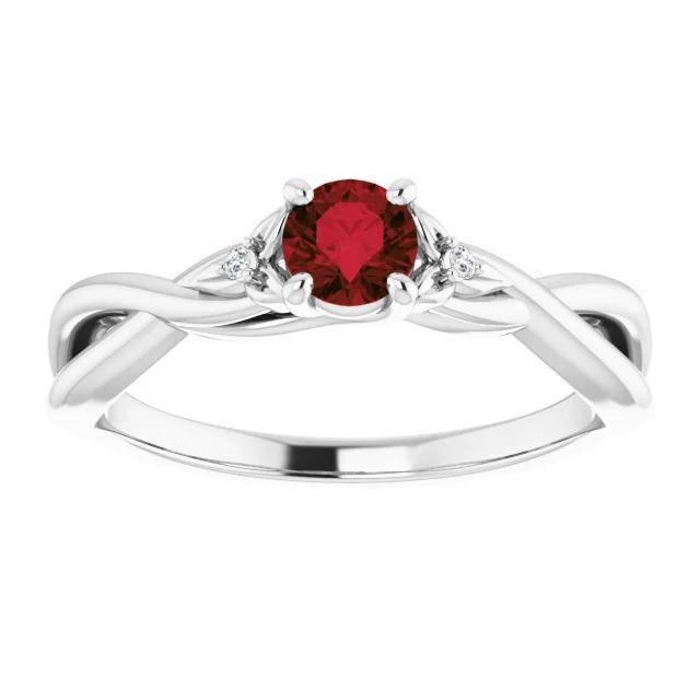 Twisted Shank 1.50 Carats Ruby Diamond Ring White Gold 14K - Gemstone Ring-harrychadent.ca
