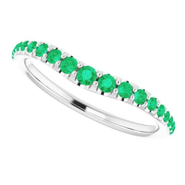 Wedding Band Green Emeralds 2 Carats White Gold 14K - Gemstone Ring-harrychadent.ca