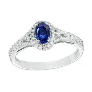 White Gold 14K Oval Cut Ceylon Blue Sapphire 3 Carats Diamond Ring - Gemstone Ring-harrychadent.ca