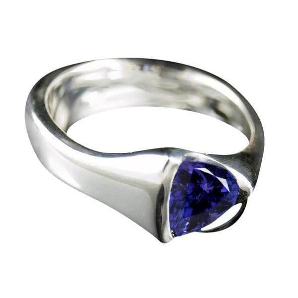 White Gold Trillion Tanzanite 1 Carat Solitaire Ring New - Gemstone Ring-harrychadent.ca