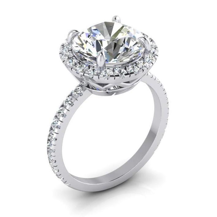4.50 Carats Round Diamond Anniversary Ring Halo Setting - Halo Ring-harrychadent.ca