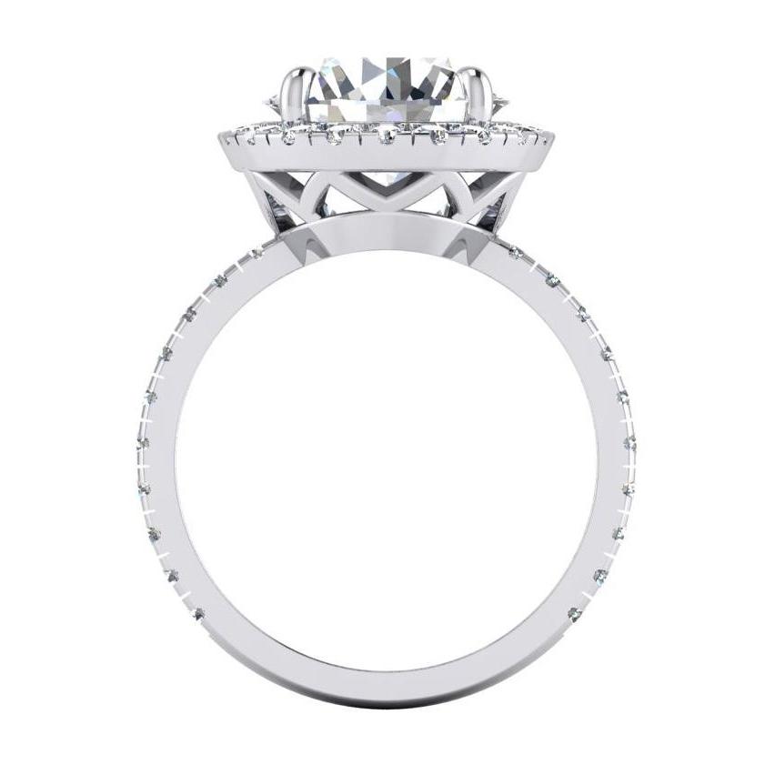 4.50 Carats Round Diamond Anniversary Ring Halo Setting - Halo Ring-harrychadent.ca