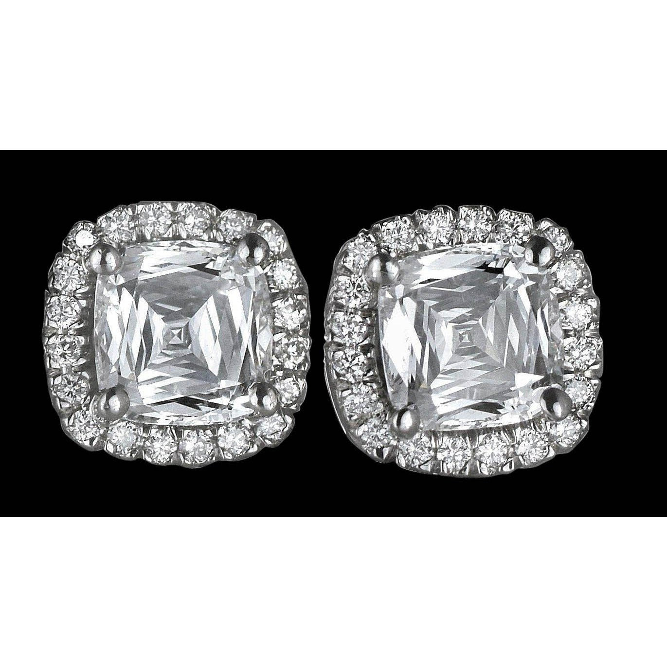 Halo Diamond Stud Earrings Natural Diamond Earring 2.24 Carats - Halo Stud Earrings-harrychadent.ca