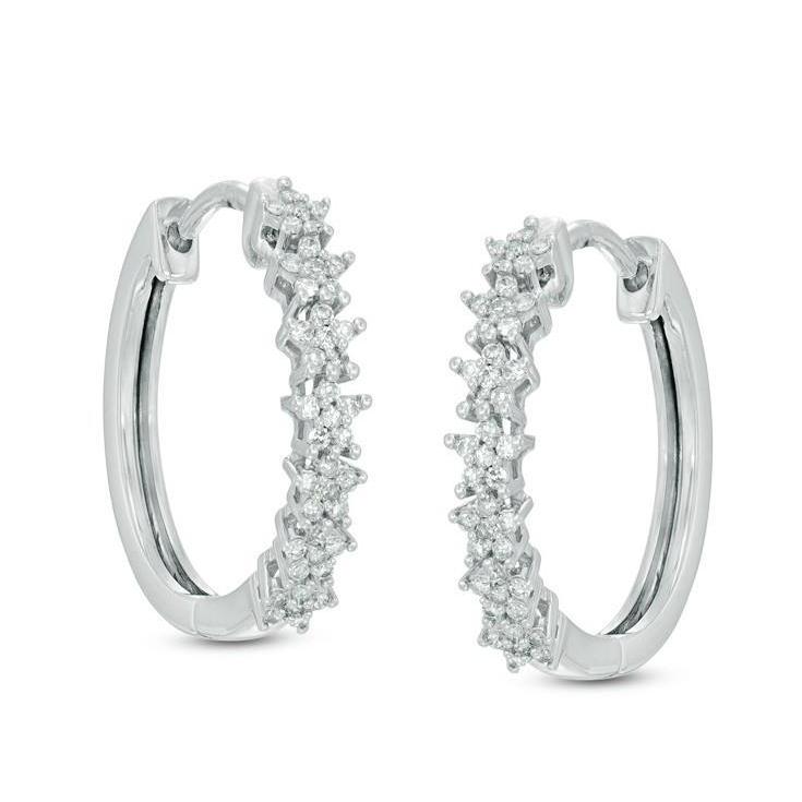 2.50 Ct Small Round Cut Diamonds Ladies Hoop Earrings White Gold 14K - Hoop Earrings-harrychadent.ca