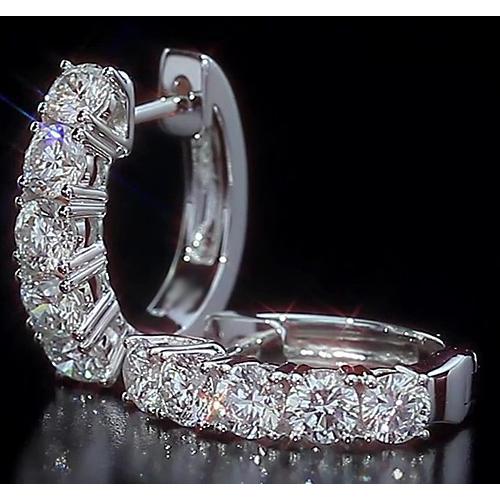 Hoop Style Earrings Round Diamond White Gold 14K - Hoop Earrings-harrychadent.ca