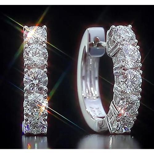 Round Diamond Hoop Earring 2 Carats Jewelry Vs1 F - Hoop Earrings-harrychadent.ca