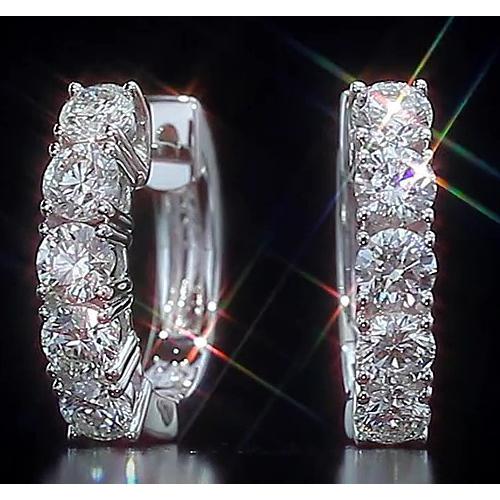 Round Diamond Hoop Earring 2 Carats Jewelry Vs1 F - Hoop Earrings-harrychadent.ca