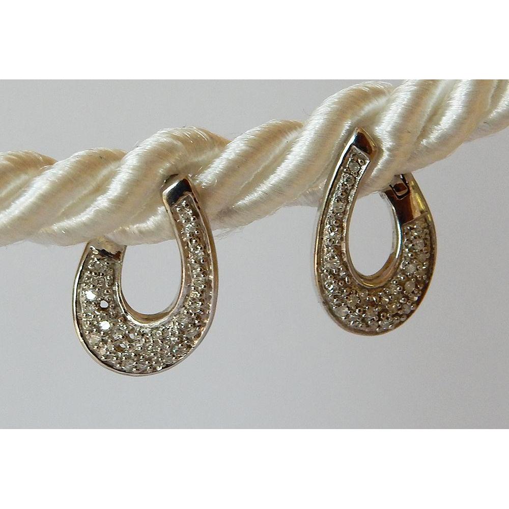 Round Genuine Diamond  Hoop Earrings 1 Carat G/H Si White Gold