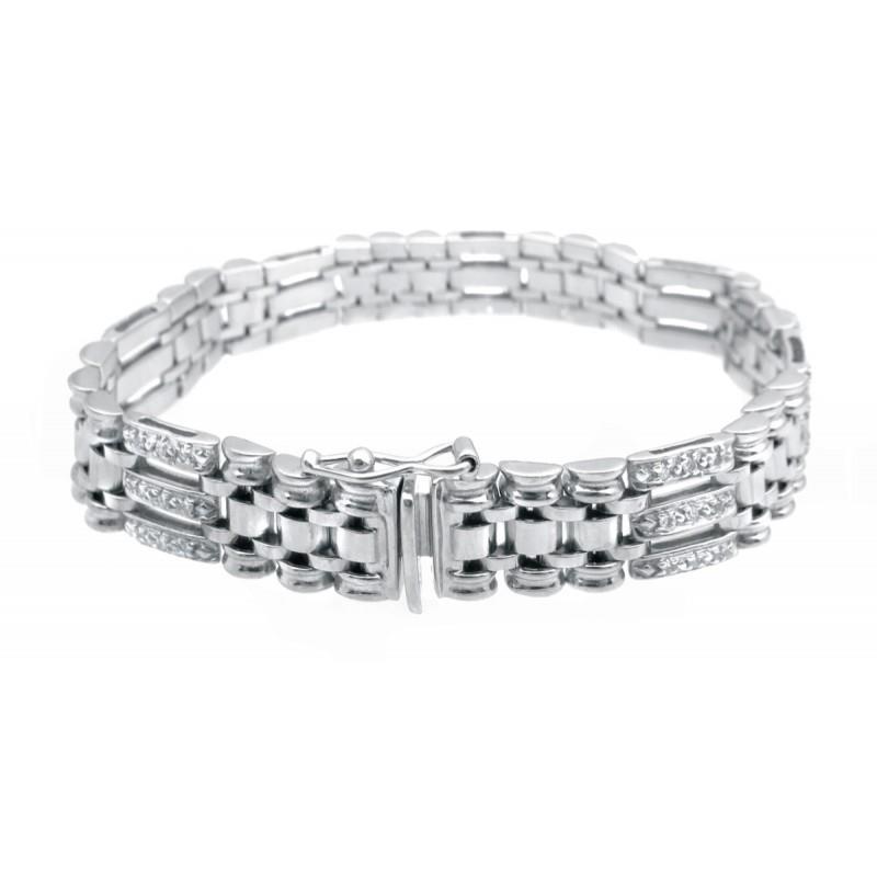 3.50 Carats Natural Round Cut Diamond Men Bracelet White Gold 14K - Mens Bracelet-harrychadent.ca