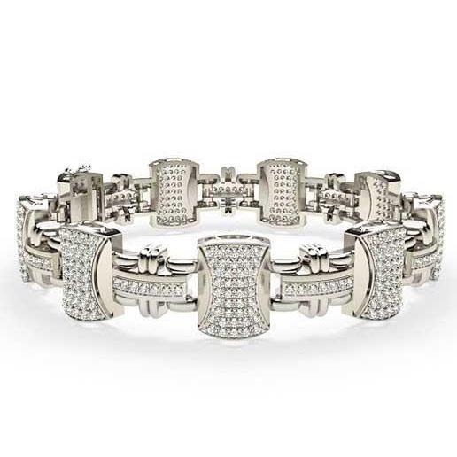 Small Diamonds Men's 14K Gold White Natural Round Cut 12.20 Carats - Mens Bracelet-harrychadent.ca