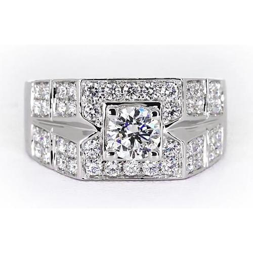 3 Carats Round Diamond Anniversary Mens Ring White Gold 14K - Mens Ring-harrychadent.ca