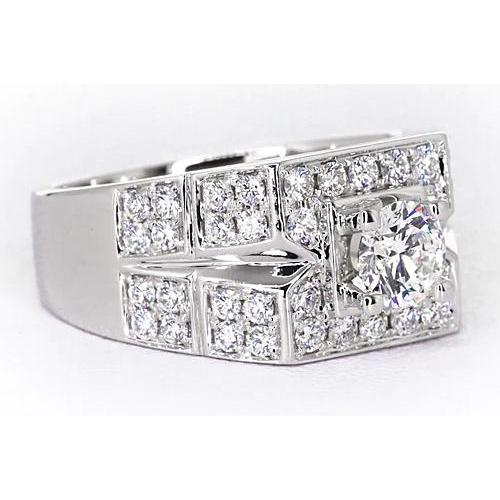 3 Carats Round Diamond Anniversary Mens Ring White Gold 14K - Mens Ring-harrychadent.ca