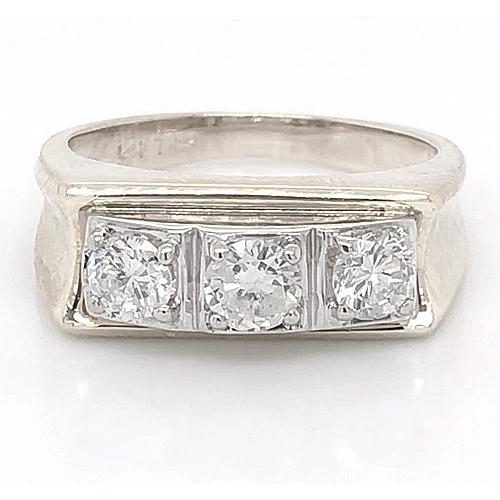 3 Stone Men Engagement Band 2.25 Carats Prong Set White Gold 14K - Mens Ring-harrychadent.ca