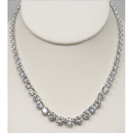 White Gold 14K F Vvs1 Round Cut 18.00 Carats Diamonds Lady Necklace - Necklace-harrychadent.ca