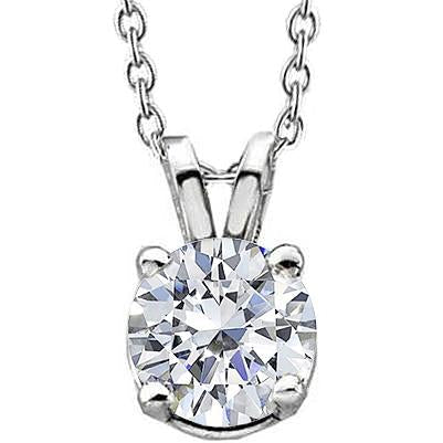 1 Carat Diamond Solitaire Pendant White Gold 14K Round - Pendant-harrychadent.ca