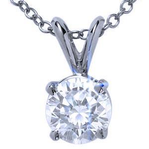 1 Carat Solitaire Round Diamond Necklace Pendant White Gold 14K - Pendant-harrychadent.ca