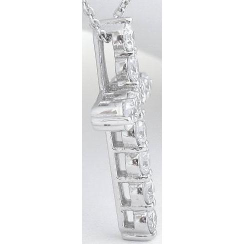 3.30 Ct Round Cut Diamond Cross Pendant 14K White Gold - Pendant-harrychadent.ca