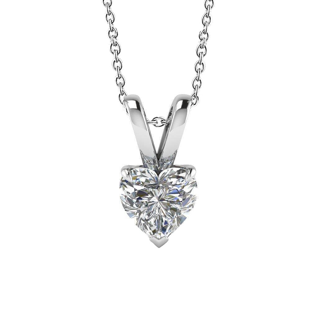 Heart Cut Diamond Necklace Pendant 1 Carat White Gold 14K Jewelry - Pendant-harrychadent.ca