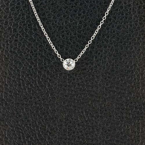 Round Brilliant Cut 1 Carat Diamond Pendant Necklace 14K White Gold - Pendant-harrychadent.ca