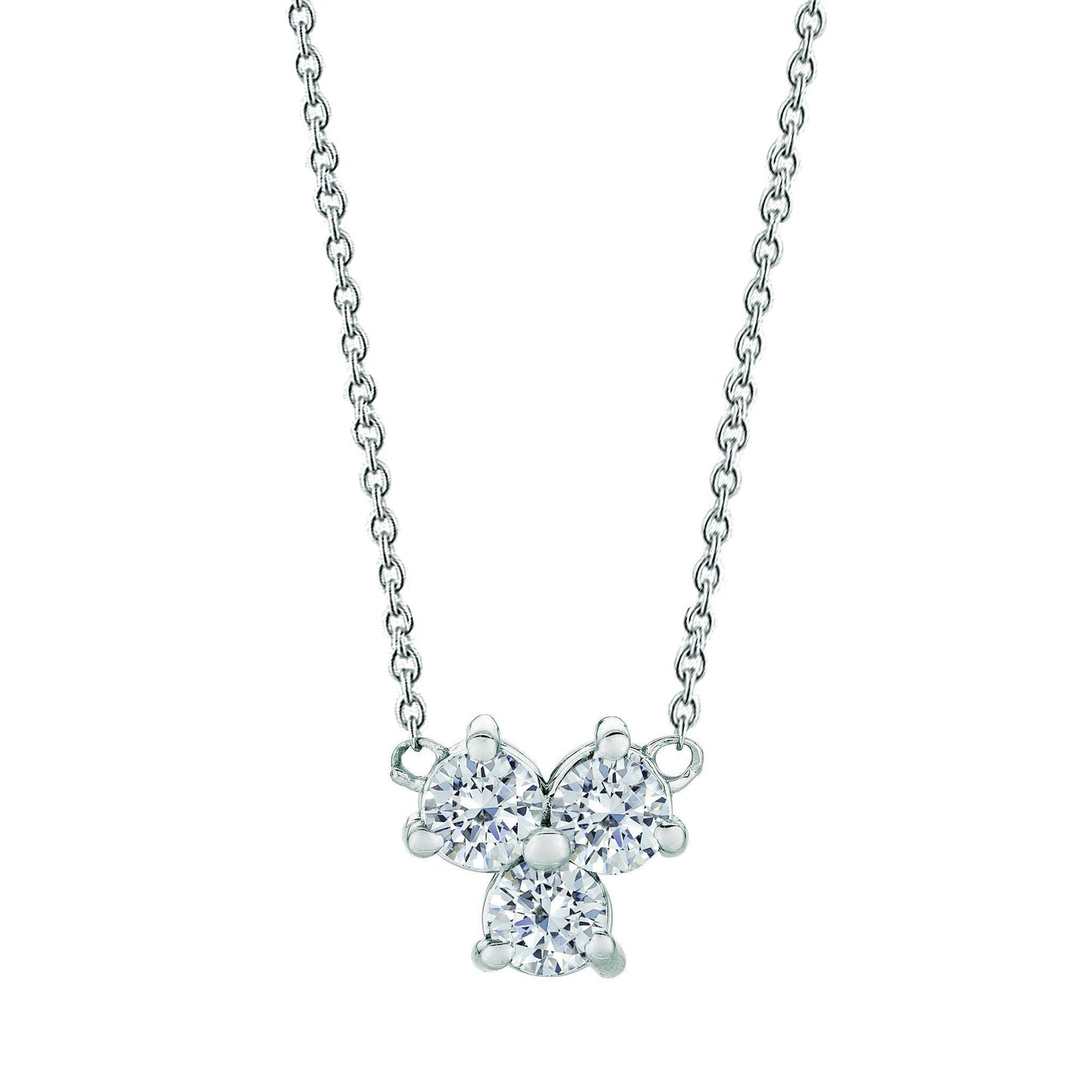 Three-Stone Diamond Necklace Pendant 0.50 Carats 14K White Gold - Pendant-harrychadent.ca