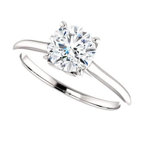 1 Carat Round Diamond Solitaire Engagement Ring 14K White Gold - Solitaire Ring-harrychadent.ca