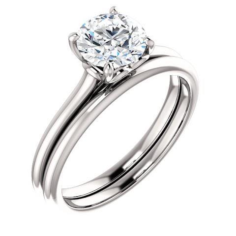 1 Carat Round Diamond Solitaire Engagement Ring 14K White Gold - Solitaire Ring-harrychadent.ca