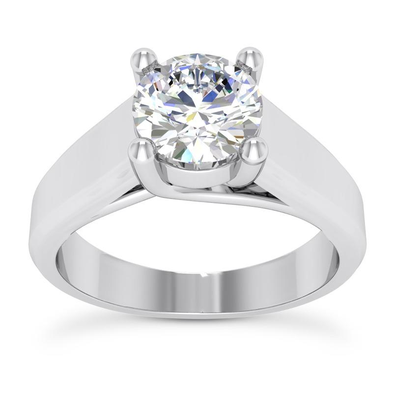 Big Genuine Diamond Solitaire Ring 3 Ct. White Gold 14K