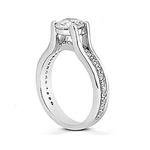 1.32 Cts. Diamond Wedding Ring White Gold 14K - Solitaire Ring with Accents-harrychadent.ca