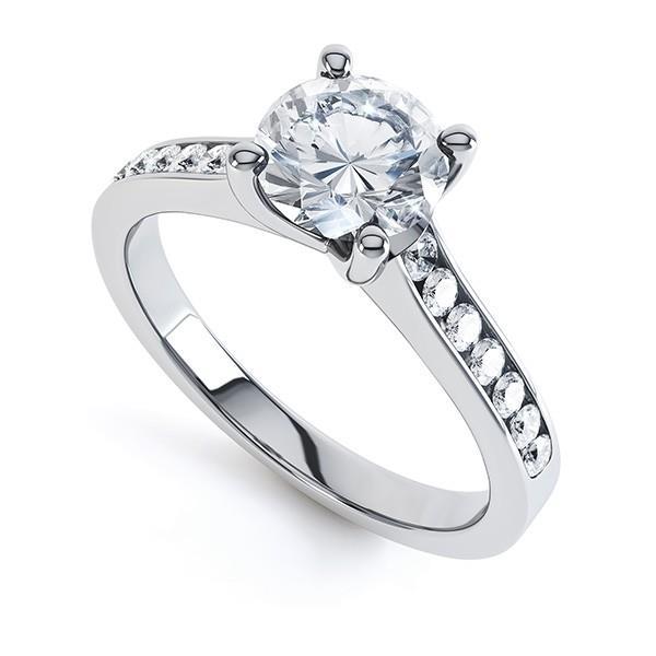 2.75 Ct Solitaire With Accent Diamonds Engagement Ring White Gold 14K - Solitaire Ring with Accents-harrychadent.ca
