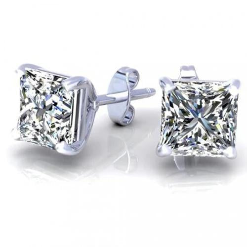1.5 Carat Princess Cut Stud Diamond Earring White Gold 14K - Stud Earrings-harrychadent.ca