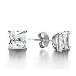 1.5 Ct Princess Cut Diamond Stud Earring 14K White Gold - Stud Earrings-harrychadent.ca