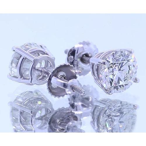 1.50 Carats Diamond Stud Earring Four Prong White Gold 14K - Stud Earrings-harrychadent.ca