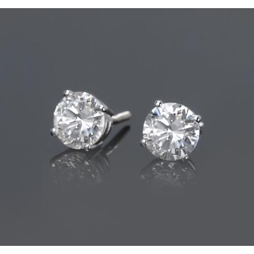 1 Carat Diamond Stud Earring Round Cut - Stud Earrings-harrychadent.ca
