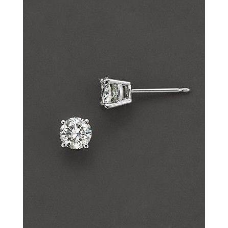 1 Carat Prong Set Round Diamond Stud Earring 14K White Gold - Stud Earrings-harrychadent.ca