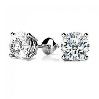 1 Carat Round Diamond Stud Earring 14K White Gold - Stud Earrings-harrychadent.ca