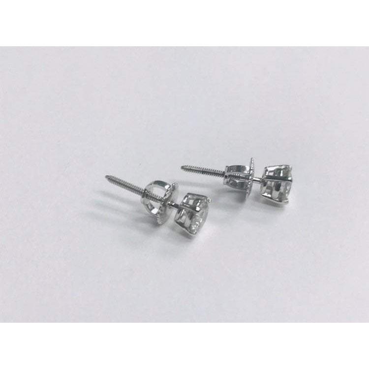 1 Carat Round Diamond Stud Earrings - Stud Earrings-harrychadent.ca