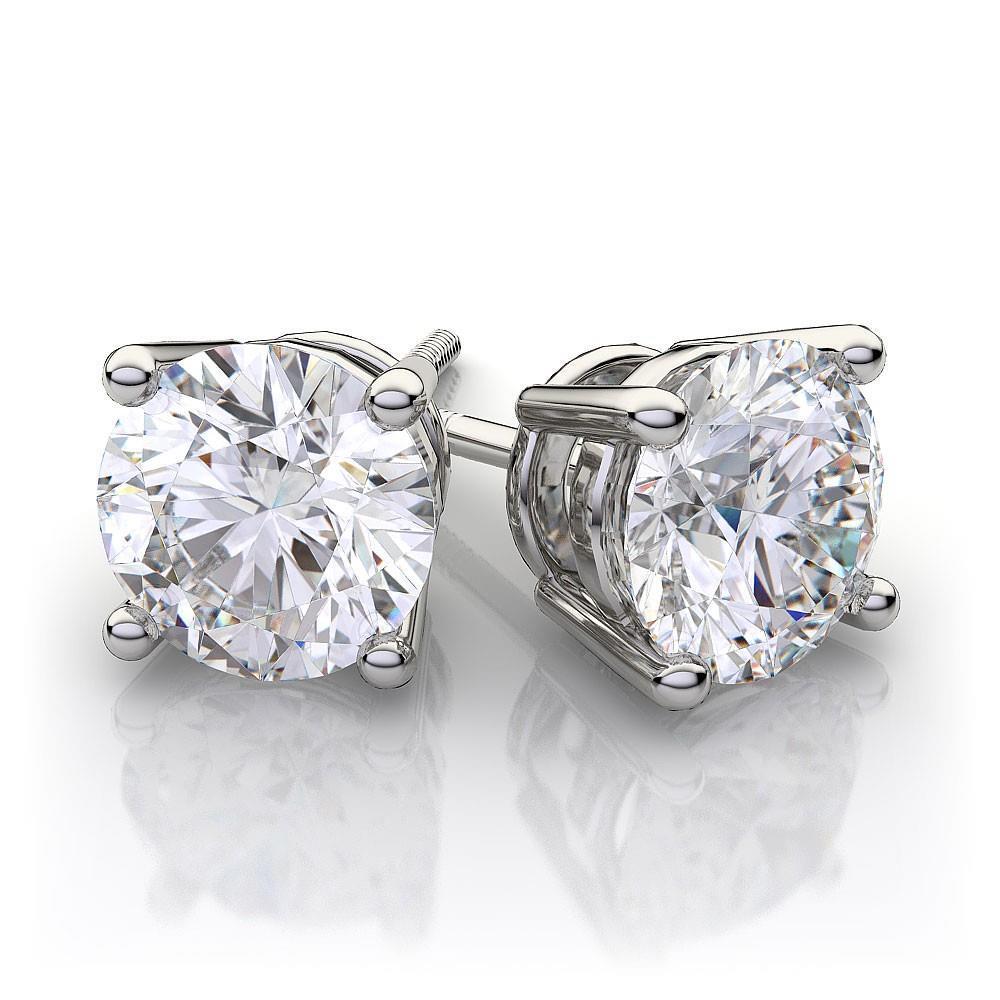 2.70 Ct. Round Solitaire Diamond Lady Stud Earring White Gold 14K - Stud Earrings-harrychadent.ca